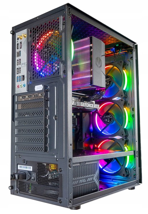 Komputer gamingowy FORNAX 7600X RTX5060Ti, widok z tyłu