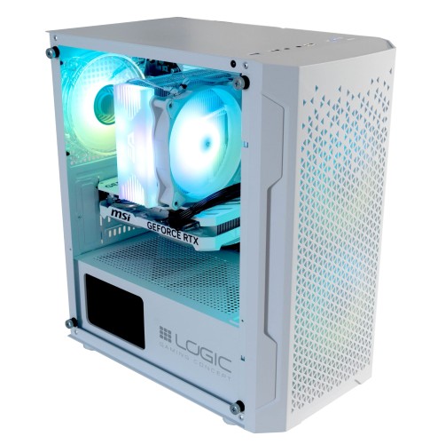 Biały komputer AURORA D5 DARKAIR i5-14400f  z grafiką RTX5060