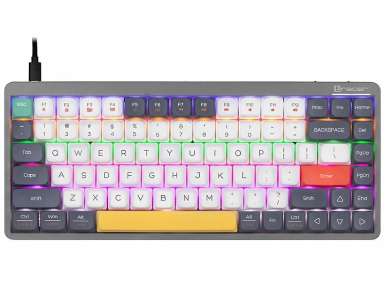 Klawiatura mechaniczna TRACER FINA 84 GREY OUTEMU RED SWITCH