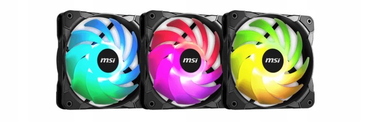Wentylator obudowy MSI FORGE 120mm ARGB, wersje podświetlenia