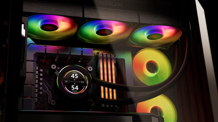 Chłodzenie wodne KRUX HydroGlance 360 ARGB LCD, przykładowy montaż