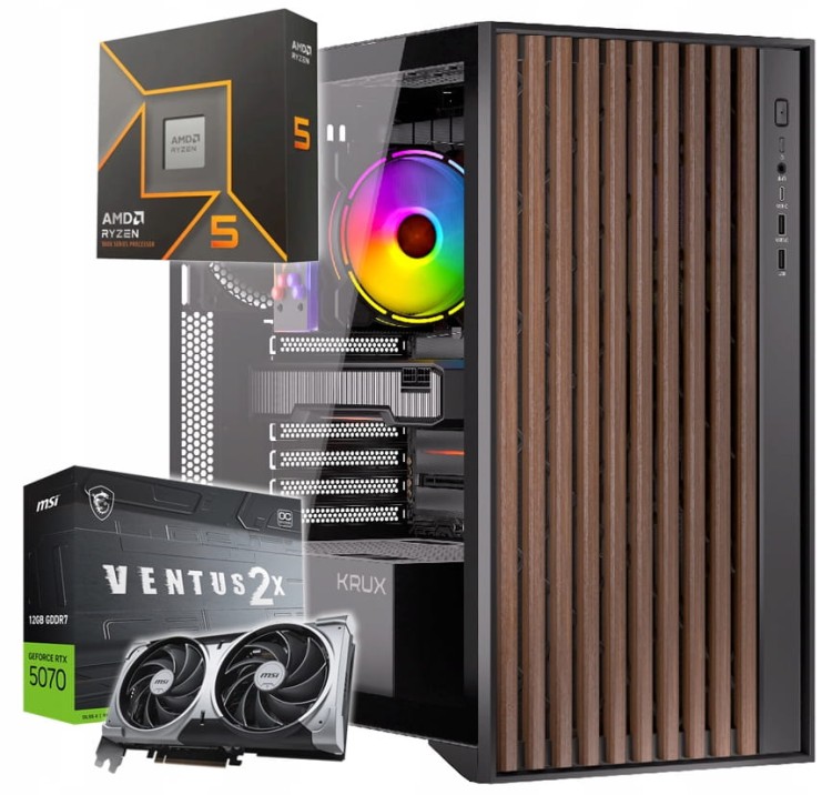 KOMPUTER GAMINGOWY PALUM Z PROCESOREM RYZEN 5 9600X I GRAFIKĄ RTX5070