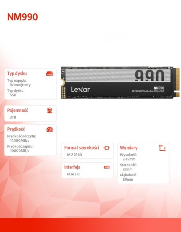 DYSK SSD LEXAR NM990 2TB Gen5 14000/10000