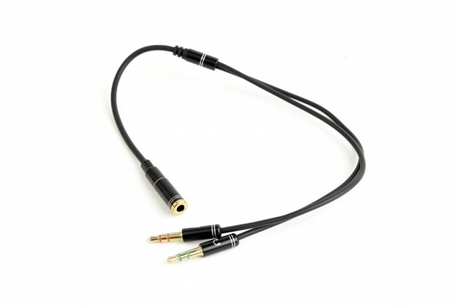 Adapter audio stereo 2x3.5mm minijack, 4PIN, 0.2m 