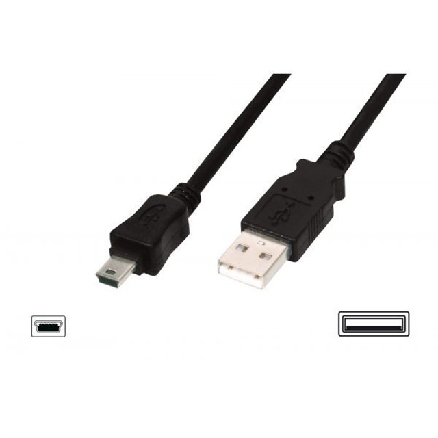 Kabel połączeniowy USB 2.0 HighSpeed "Canon" Typ USB A/miniUSB B (5pin) M/M czarny 1m