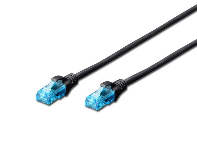 Patch cord RJ45/RJ45 U/UTP kat. 5e 1,0m AWG 26/7 PVC Czarny