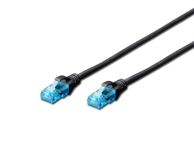 Patch cord RJ45/RJ45 U/UTP kat. 5e 3,0m AWG 26/7 PVC Czarny