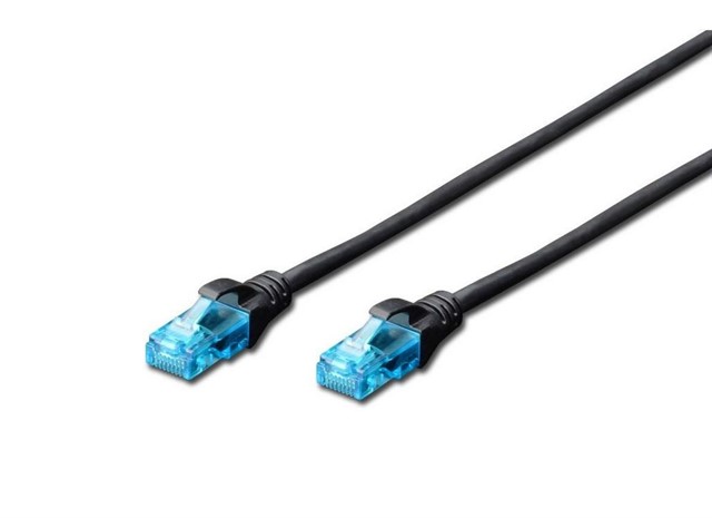 Patch cord RJ45/RJ45 U/UTP kat. 5e 5,0m AWG 26/7 PVC Czarny