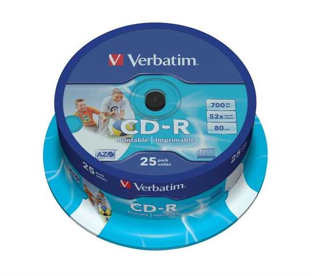 CD-R 52x 700MB 25P CB Printable   43439