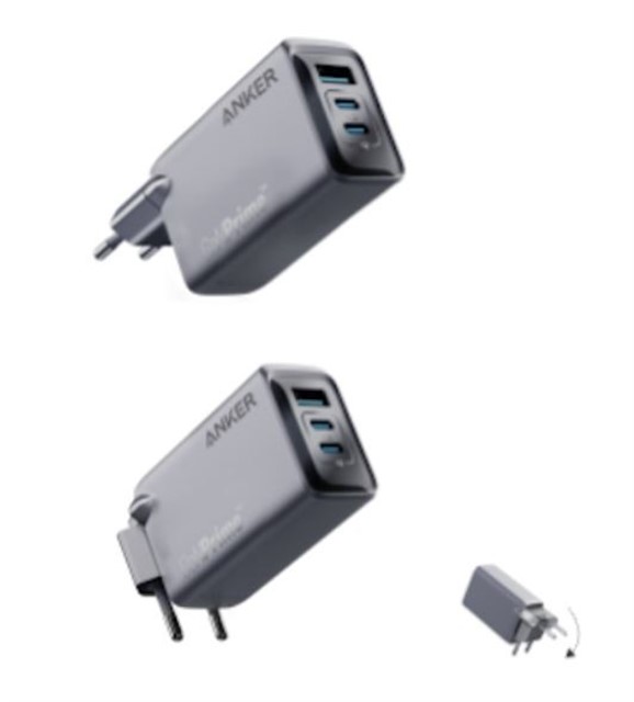 Ładowarka Prime 100W GaN 2xUSB-C 1xUSB-A Srebrna 