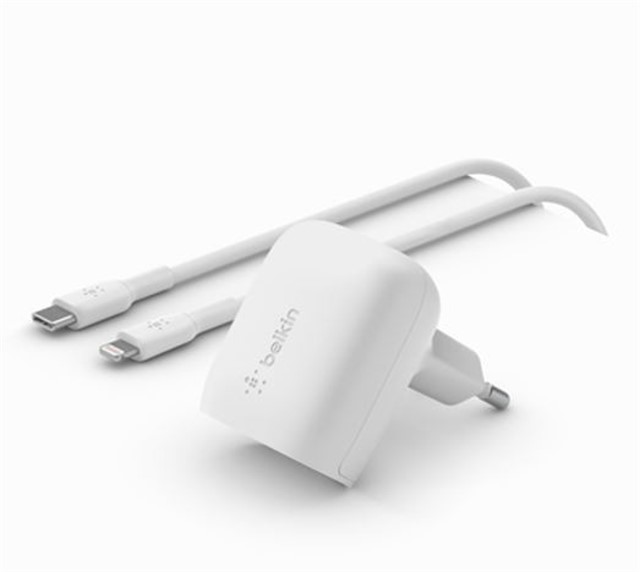 Ładowarka 20W USB-C PPS + kabel 1m USB-C/LTG biały 