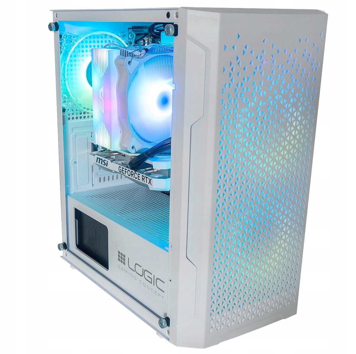 Biały komputer AURORA D5 DARKAIR i5-14400f  z grafiką RTX5060