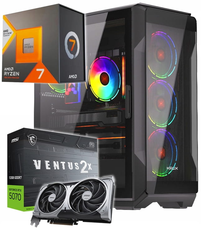 KOMPUTER GAMINGOWY HEKO Z PROCESOREM RYZEN 7 7800X3D I GRAFIKĄ RTX5070