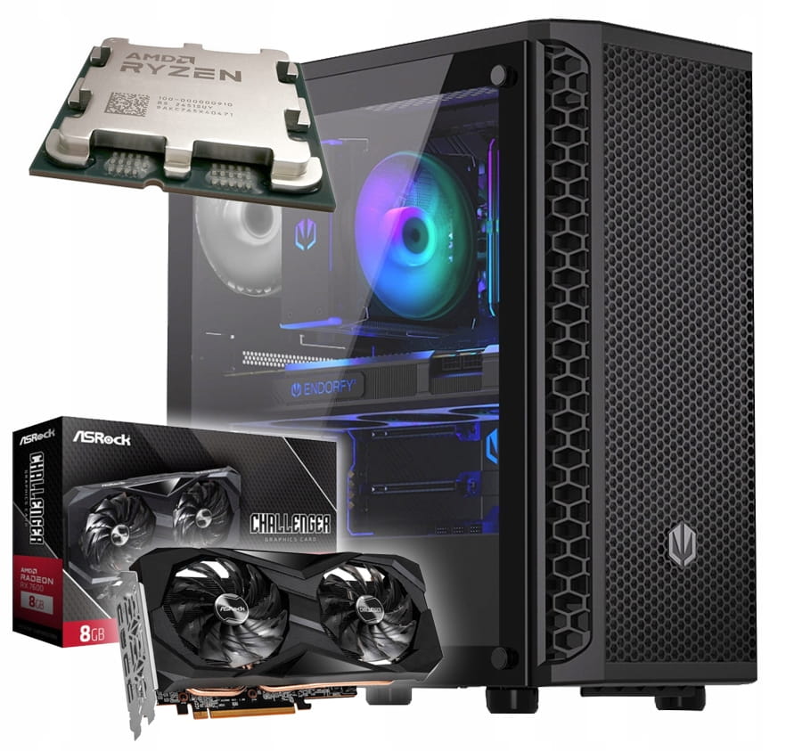 KOMPUTER GAMINGOWY CORE RYZEN 5 7500F 16GB RX7600 WIFI