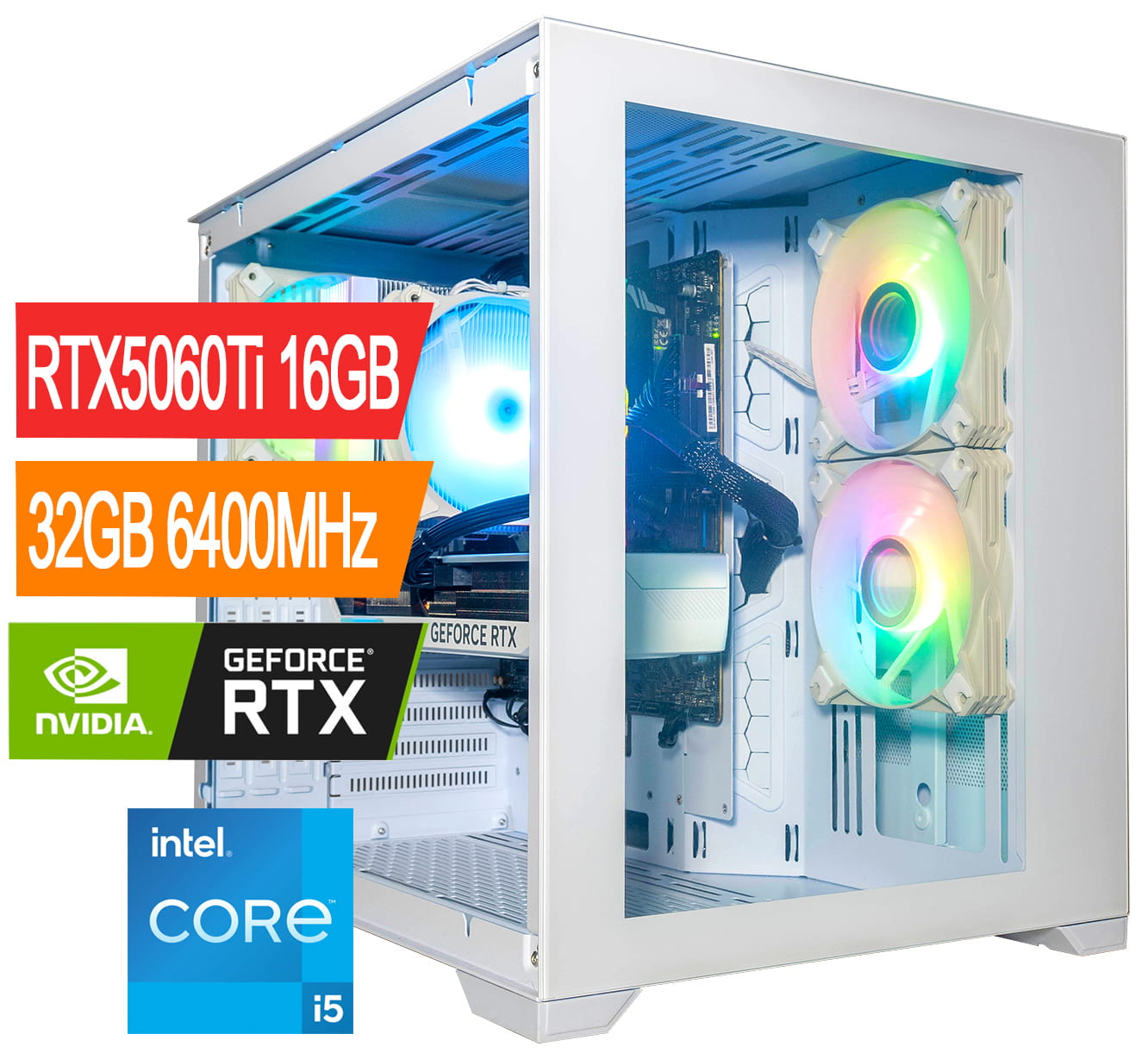 KOMPUTER GAMINGOWY CUBE i5-14400f z grafiką  RTX5060Ti zdjęcie tytułowe.